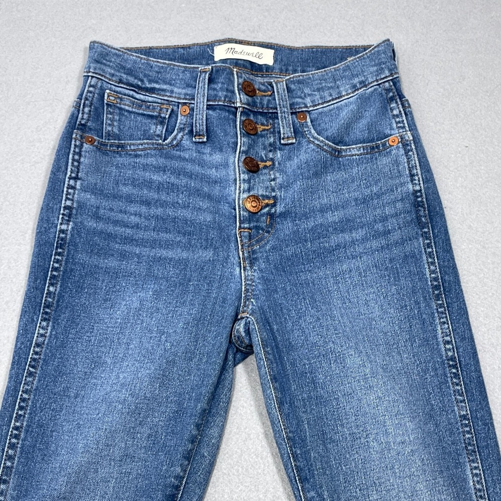 Madewell Jeans Women Size 23 10 High Rise Skinny Button Fly Blue Denim Minimal - Picture 2 of 12